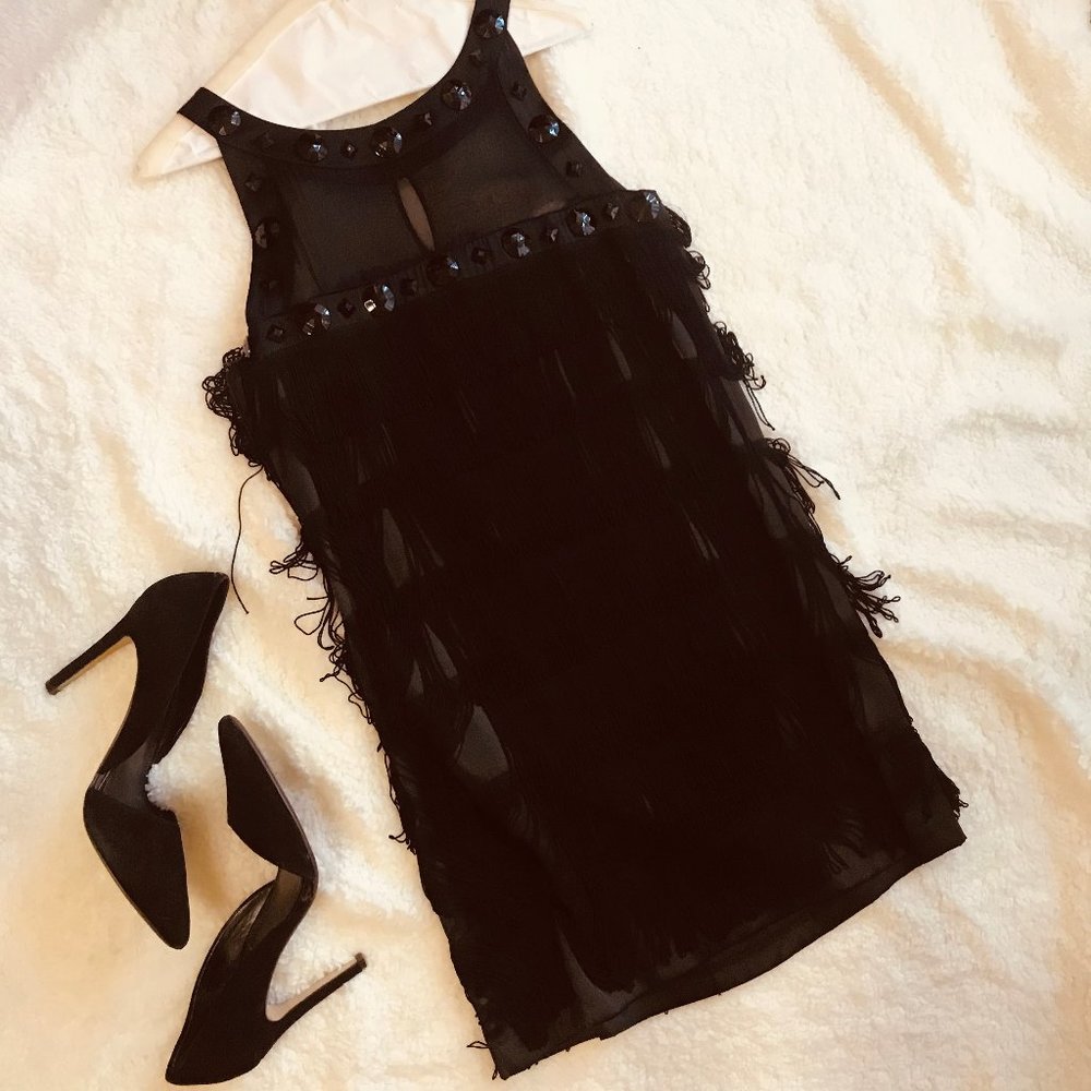 Arden B. Fringed Black Dress #flapper #halloween